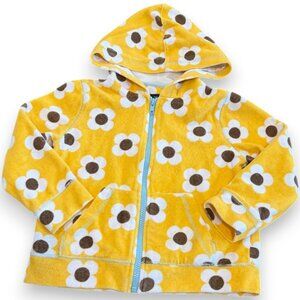 Mini Boden Towelling Floral Sunflower Swim Cover Up Terry Hoodie 5-6 Years